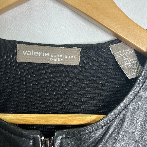 Valerie Separates petite genuine leather wool full zip vest - Picture 2 of 7